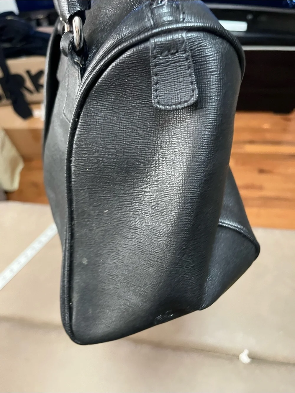FURLA GENUINE LEATHER Classic Black Leather Satchel Handbag - Women's Bag